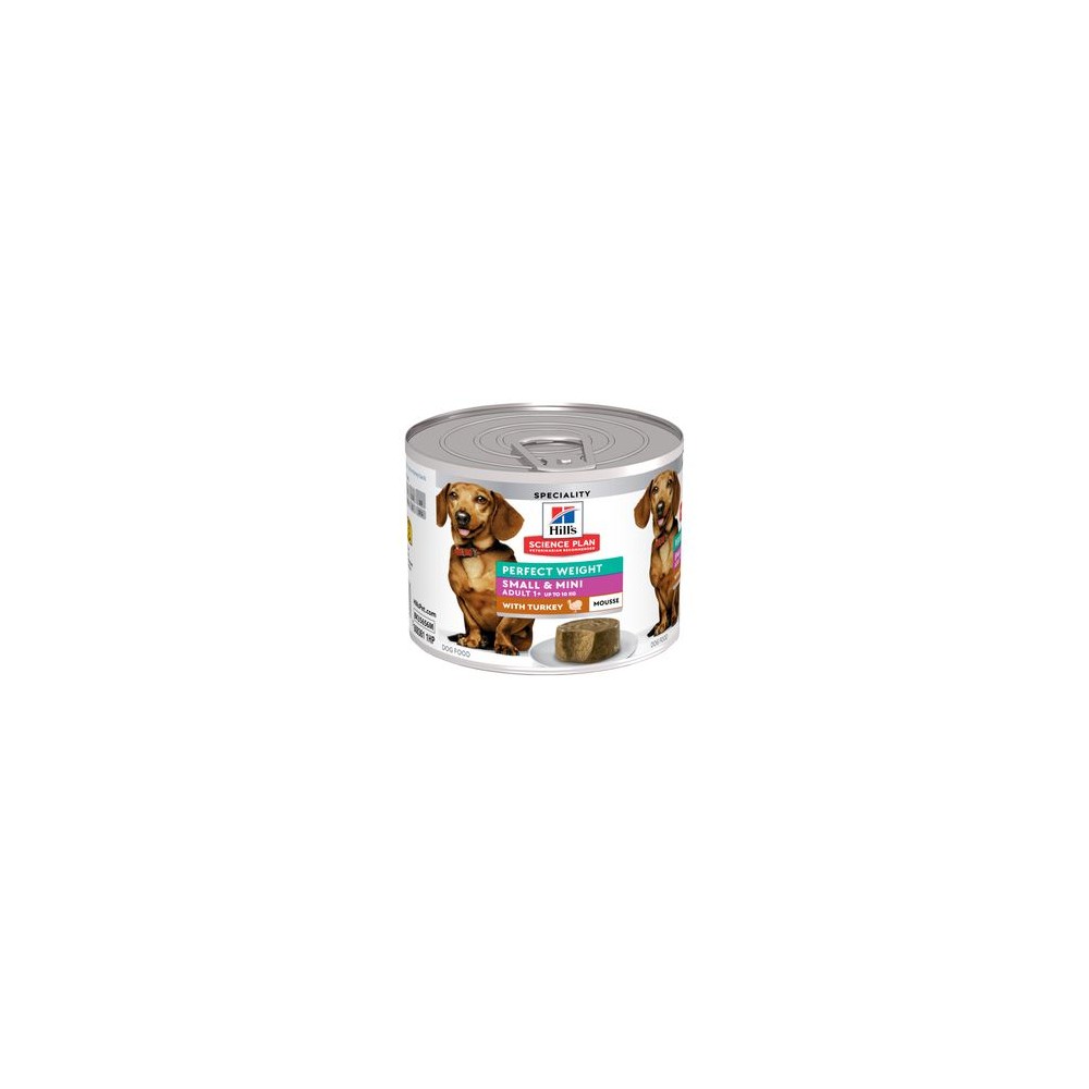 Hill's Science Plan Perfect Weight Mousse para perros adultos de razas pequeñas y mini con pavo - Latas de 200g