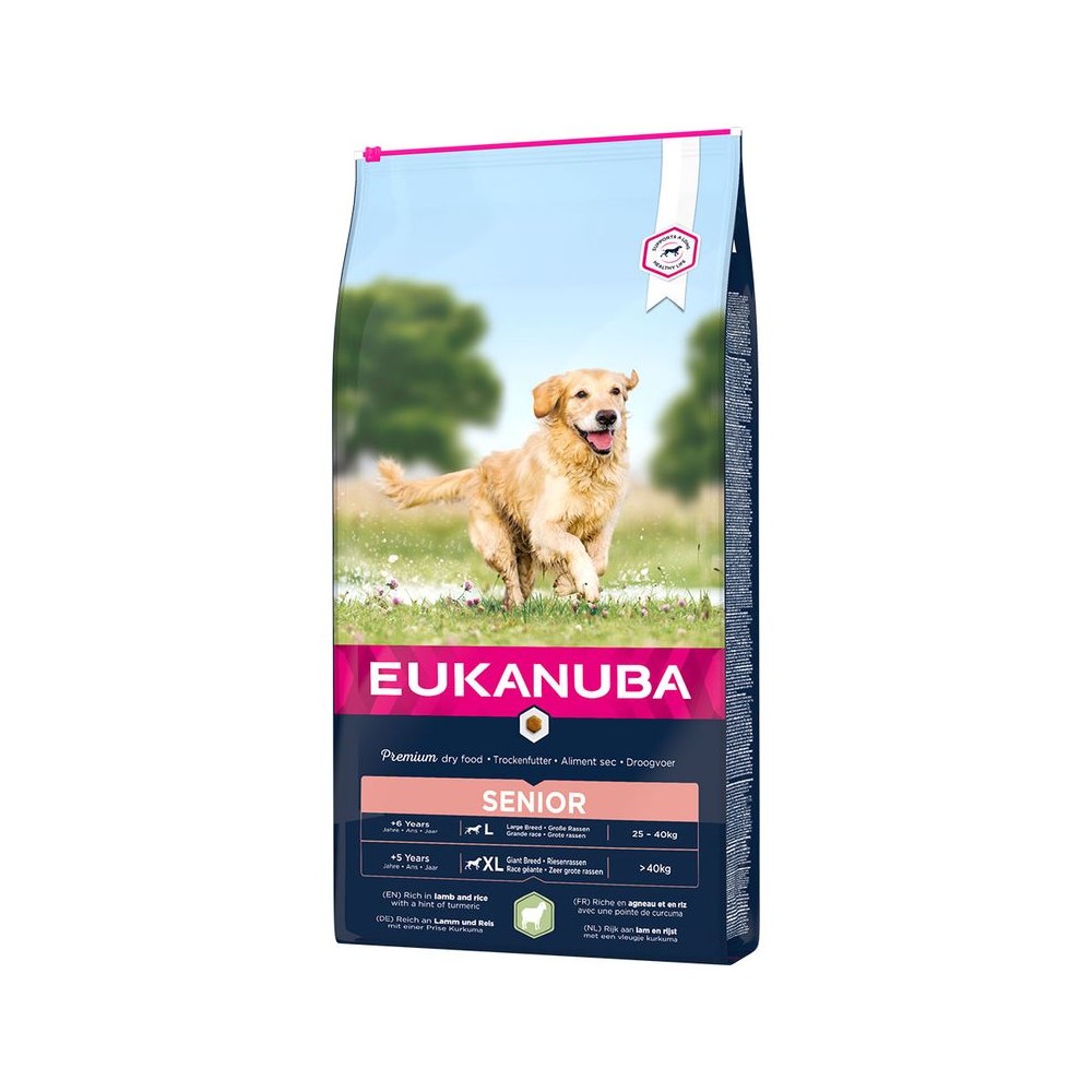 Eukanuba Senior razas grandes y muy grandes, con  ((cordero y arroz))  12  kg